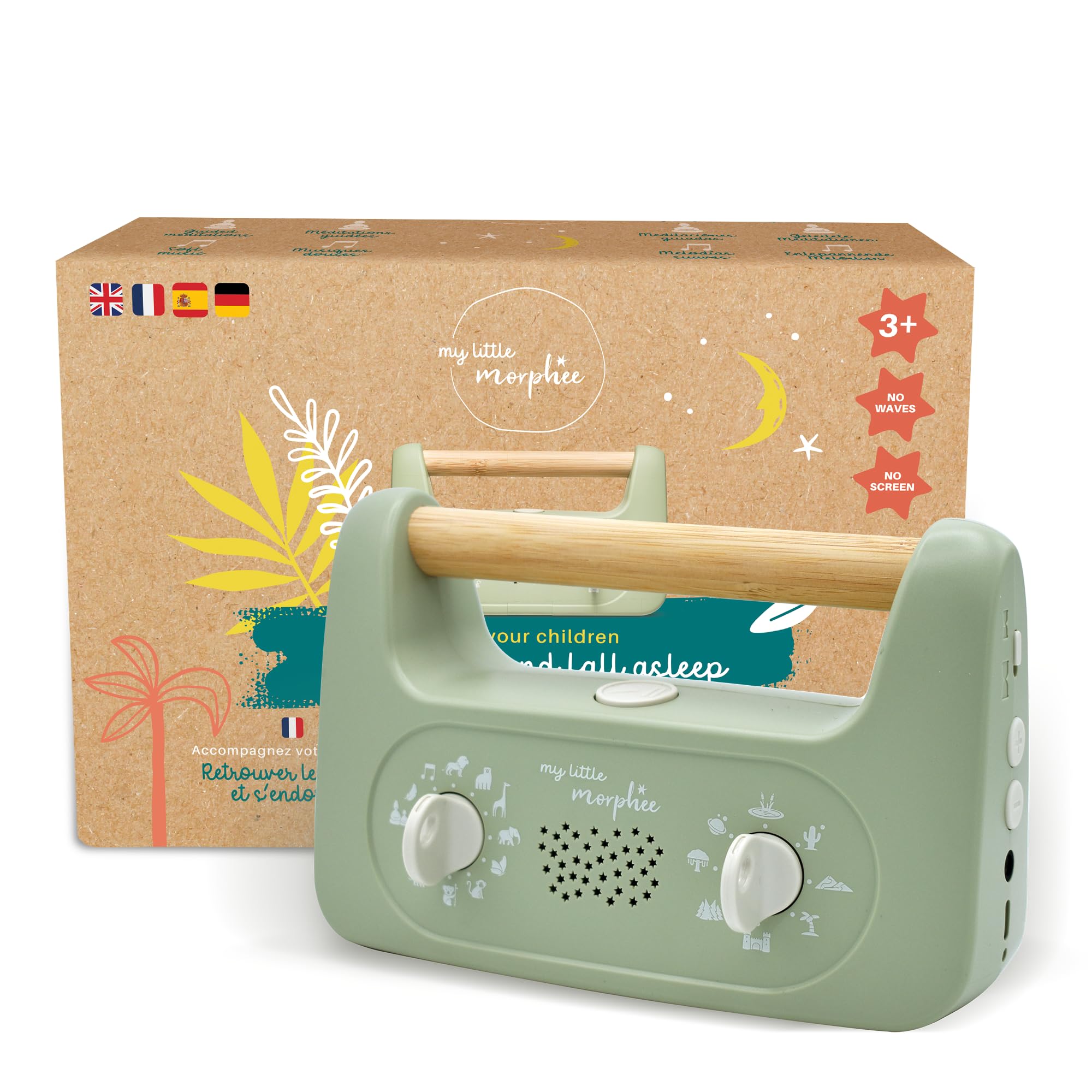 My Little Morphee Sleep Aid for Children 3-10 Years – 192 Soothing Stories, Meditation Sessions, Music & Nature Sleep Sounds – Sleep Meditation Fall Asleep Fast Portable Sound Machine English Version