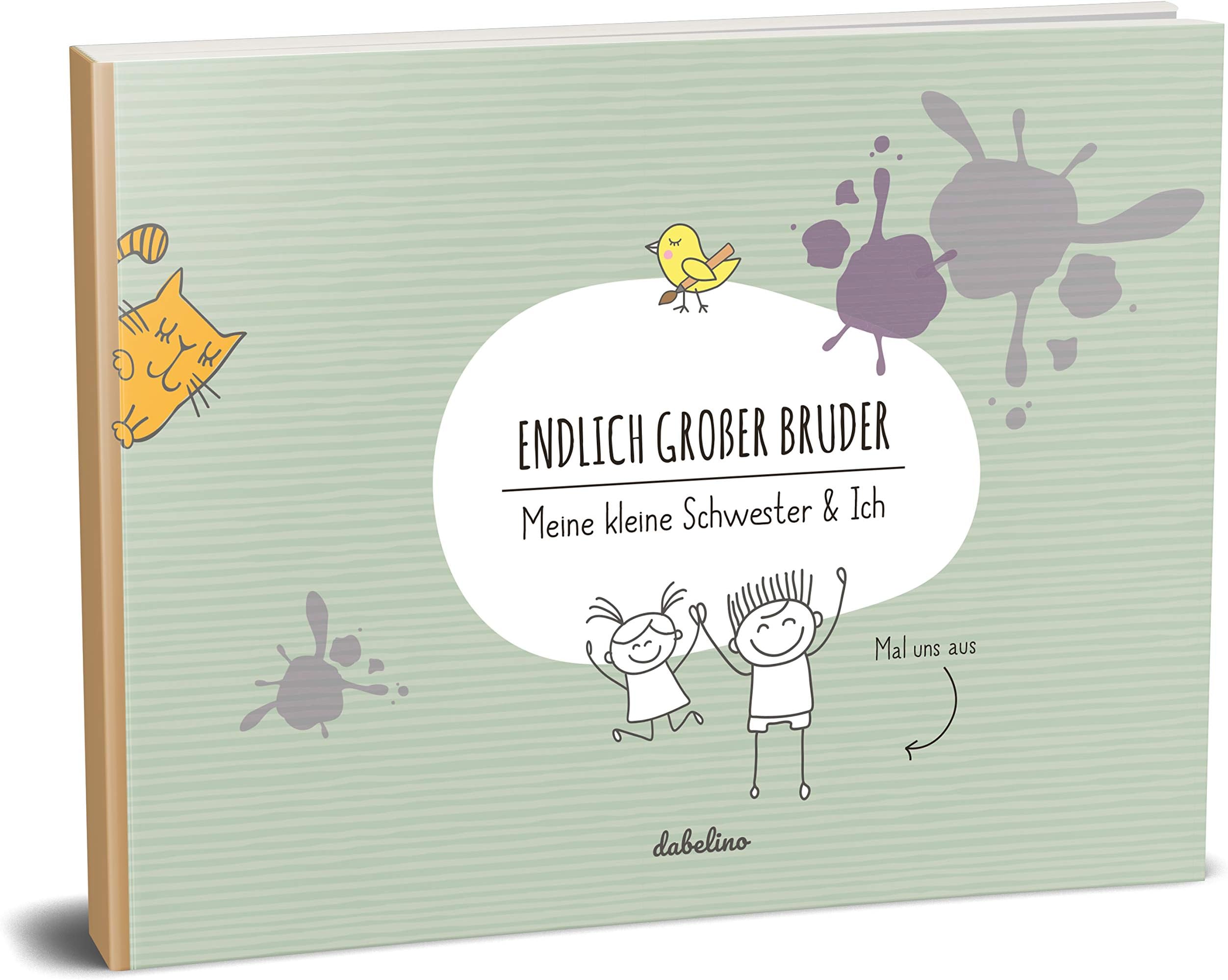 Gift for Big Brother - "kleine Schwester + großer Bruder" Book, Environmentally Friendly, Recycled Paper, Memory Book / Photo Album for Birth of Sibling [German Language]