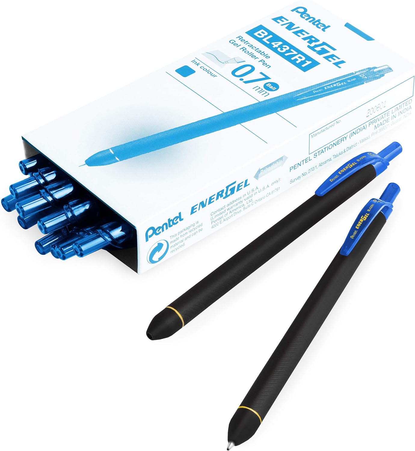 Pentel Energel BL437R1 Retractable Gel Ink Rollerball Pen - 0.7mm Nib - Sky Blue - Pack of 14, 1 count (Pack of 14)