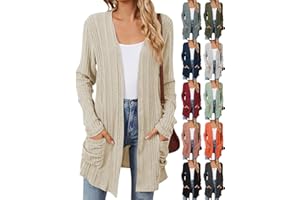 NUMALLER Cardigan Sweaters for Women Lightweight Open Front Thin Long Cardigans Fall Long Sleeve Knit Sweater with Pockets