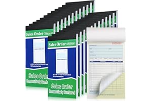 Lincia 24 Pads Sales Order Books 2 Part Carbonless (White/Canary Yellow) Receipt with Carbon Copies Cover Receipt Form Invoice 50 Sets Per Book (4.18 x 7.2 Inch/ 10.6 x 18.3 Cm)