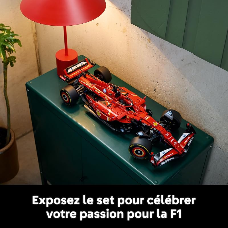Technic F1 Ferrari SF-24 - Maquette de Voiture de Course Collector à Échelle 1/8 - Décoration - Inclut Moteur V6, Boîte de Vitesses, DRS et Volant - Idée de Cadeau pour Adulte et Adolescent 42207