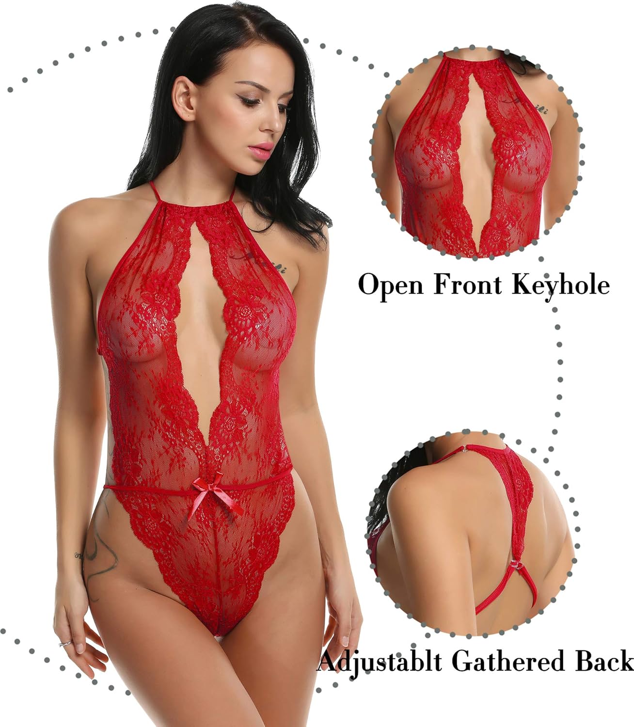 Avidlove Lingerie for Women Teddy One Piece Lace Babydoll Bodysuit: Clothing