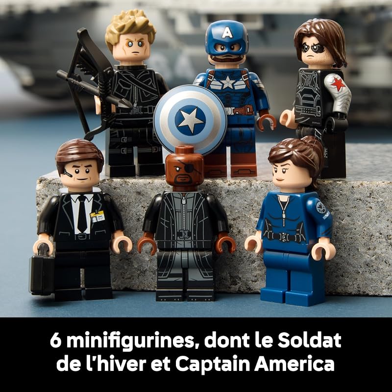 ǀ Marvel L’Héliporteur du Shield - Maquette de Porte-Avions pour Adulte - 6 Minifigurines Dont Captain America & Nick Fury - Décoration DIY pour Étagère - Cadeau Avengers pour Fan 76354