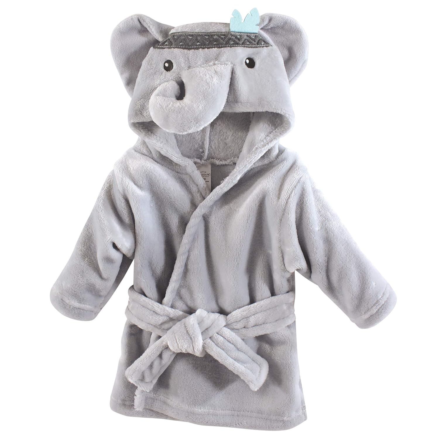 Little Treasure Unisex Baby Plush Bathrobe, Chevron Elephant, One Size: Baby