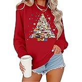 YZMI Christmas Teacher Sweatshirts for Women Cute Xmas Teachers Gifts Holiday Long Sleeve Pullover Tops
