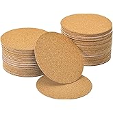 uxcell 100 Pcs Self-Adhesive Cork Round, 3'' x 3'' Cork Tiles Backing Sheets Cork Coasters for DIY Crafts, Brown,(a23101100ux0962)