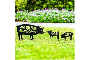 SRDJXY Pig Metal Decorative Garden Stakes Pig Gifts for Women Men Mom Birthday Gifts Silhouette Statues for Garden Decor, Yard Art, Patio, Outside, Lawn Ornaments, Outdoor Decorations