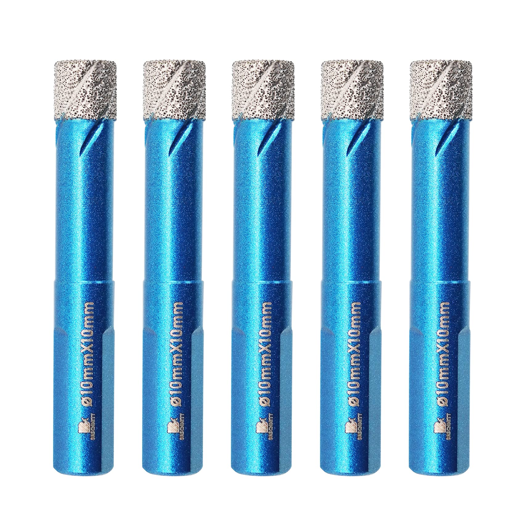 Dry Diamond Core Drill Bit Set,BRSCHNITT 5pcs 10mm Diamond Hole Saw Core Drill Bit with Triangle Shank for Porcelain Tile Ceramic Stone Granite Marble — image 1