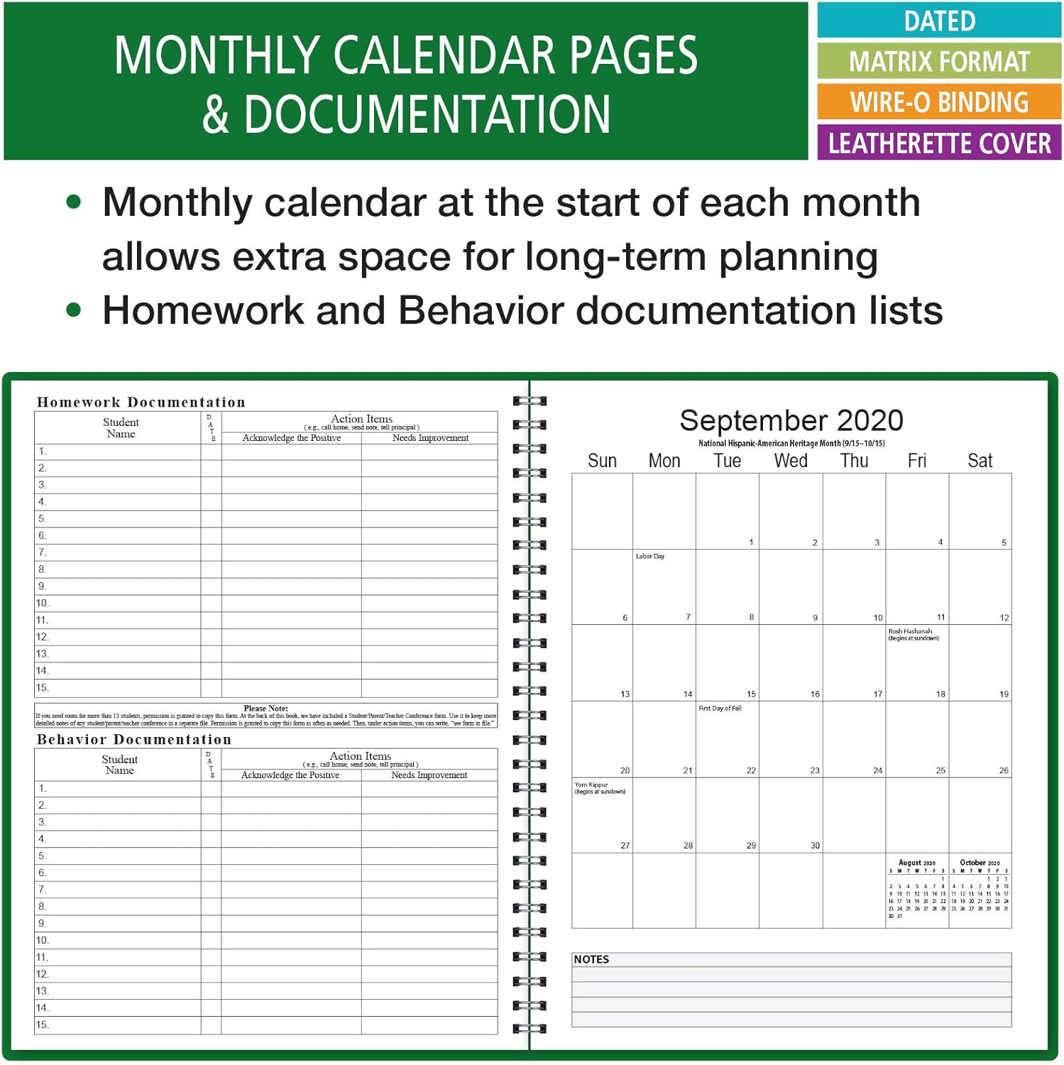 Dated Teacher Lesson Plan 7 Period: Days Horizontally Across The Top Dated for 2020-2021 Academic Year (D101) : Office Products