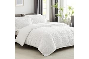 Topcee White Duvet Cover Queen Size-Tufted Queen Duvet Cover Set-Extremely Fluffy Soft Plush, 3 Pieces with Zipper Closure (1 Bedding Duvet Cover 90x90 inches and 2 Pillow Shams)