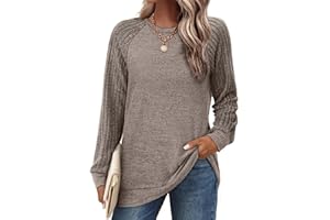 Saloogoe Tunic Sweatshirts for Women Crewneck Lightweight Sweaters Raglan Long Sleeve Shirts Fall Fashion Tops 2025