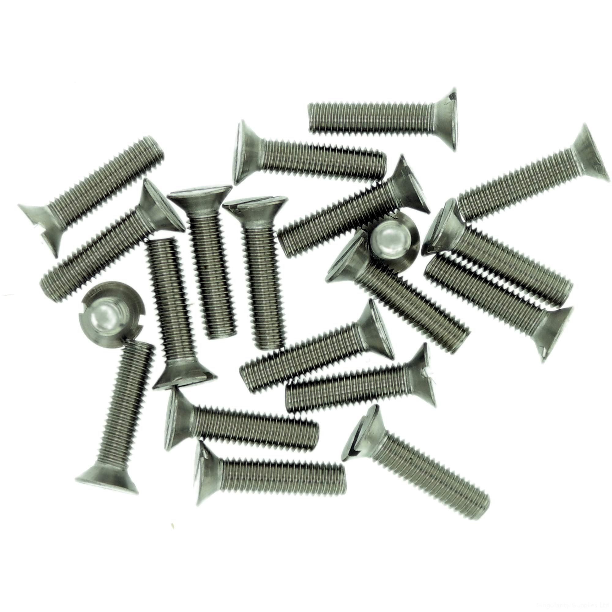 M1.2 (1.2mm x 8mm) Slot Countersunk Machine Screw (Bolt) - Stainless Steel (A2) (Pack of 20)