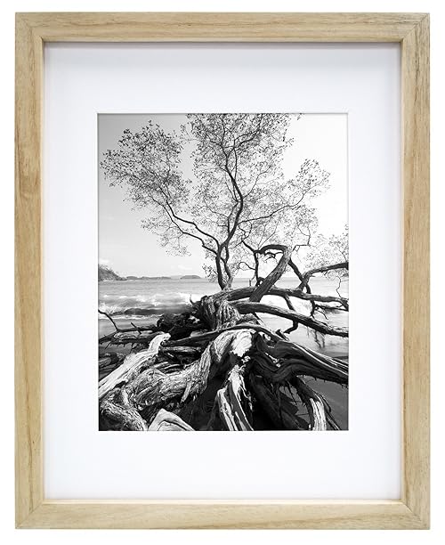 MCS Gallery Wooden Picture Frame for Canvas, Art Boards, Photos and more, Natural, 9x12 with 6x8 Mat
