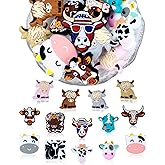 14PCS FIVEIZERO Cow Focal Beads and Animal Silicone Beads for Keychains, Bracelets, and Various Crafts, Includes Cow Designs for DIY Projects, Pens and Accessories