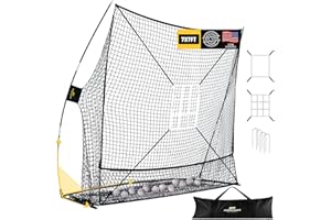 PodiuMax 7x7 Baseball & Softball Net with Upgraded Triangular Base, Large Ball Collection System, Softball Pitching Net with 