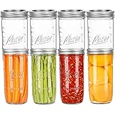 24 oz Wide Mouth Mason Jars - Canning Jars with Metal Airtight Lids and Bands, 24 ounce Mason Glass Jars for Fermenting, Pickling, Meal Prep, Overnight Oats, Jam, Jelly, DIY Projects (8 pack)