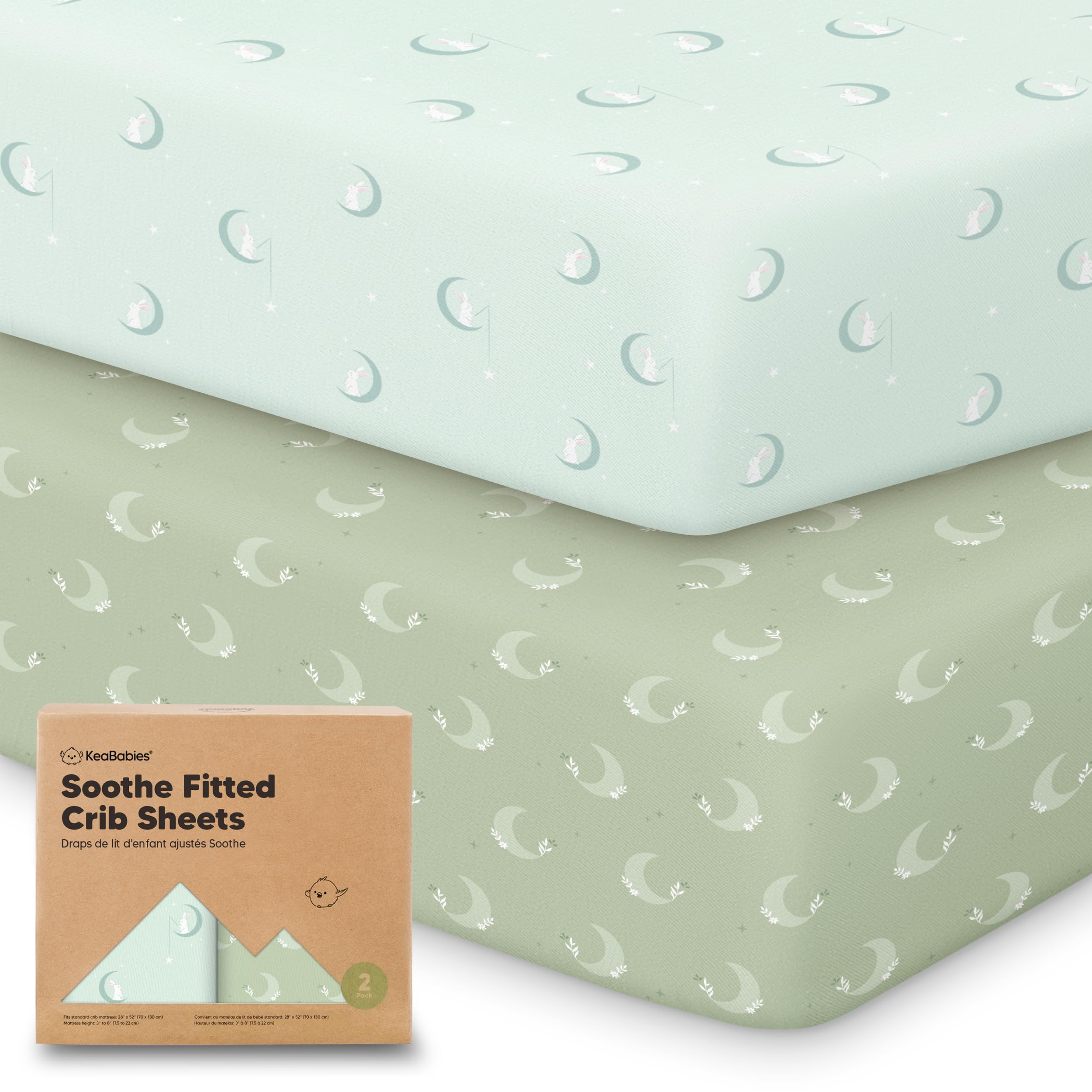 Photo 1 of KeaBabies 2-Pack Organic Crib Sheets for Boys, Girls - 52x28 Fitted Crib Mattress Sheet Neutral, Breathable Jersey Cotton Cover for Baby Bed, Toddler Mattress, Soft & Cute Prints (Lunaris)