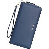 Badiya Womens Wallet Credit Card Holder RFlD Blocking Leather Zip Around Wallets Large Capacity Wristlet