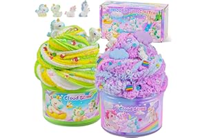 Joytry Unicorn Cloud Slime Kit 2 Pack - 14oz Soft & Non Sticky Slime2 Set with Glitter, Dreamy Charms & Add-ins, ASMR Sensory