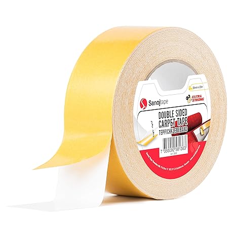 Original Teppichband 50mm x 25m | Doppelseitiges Verlegeband Klebeband für Teppiche, Matten, Pads | Extra starkes Teppichband