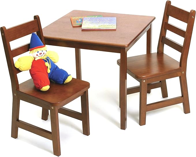 lipper childrens walnut rectangle table and 4 chairs