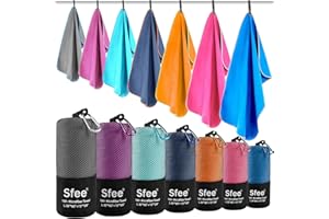 Sfee 2 Pack Microfiber Travel Towel, Quick Dry Towel Camping Towel Large Beach Towel Super Absorbent Compact Lightweight Sports Towel Gym Towel for Beach, Gym, Hiking, Pool, Backpacking, Bath, Yoga