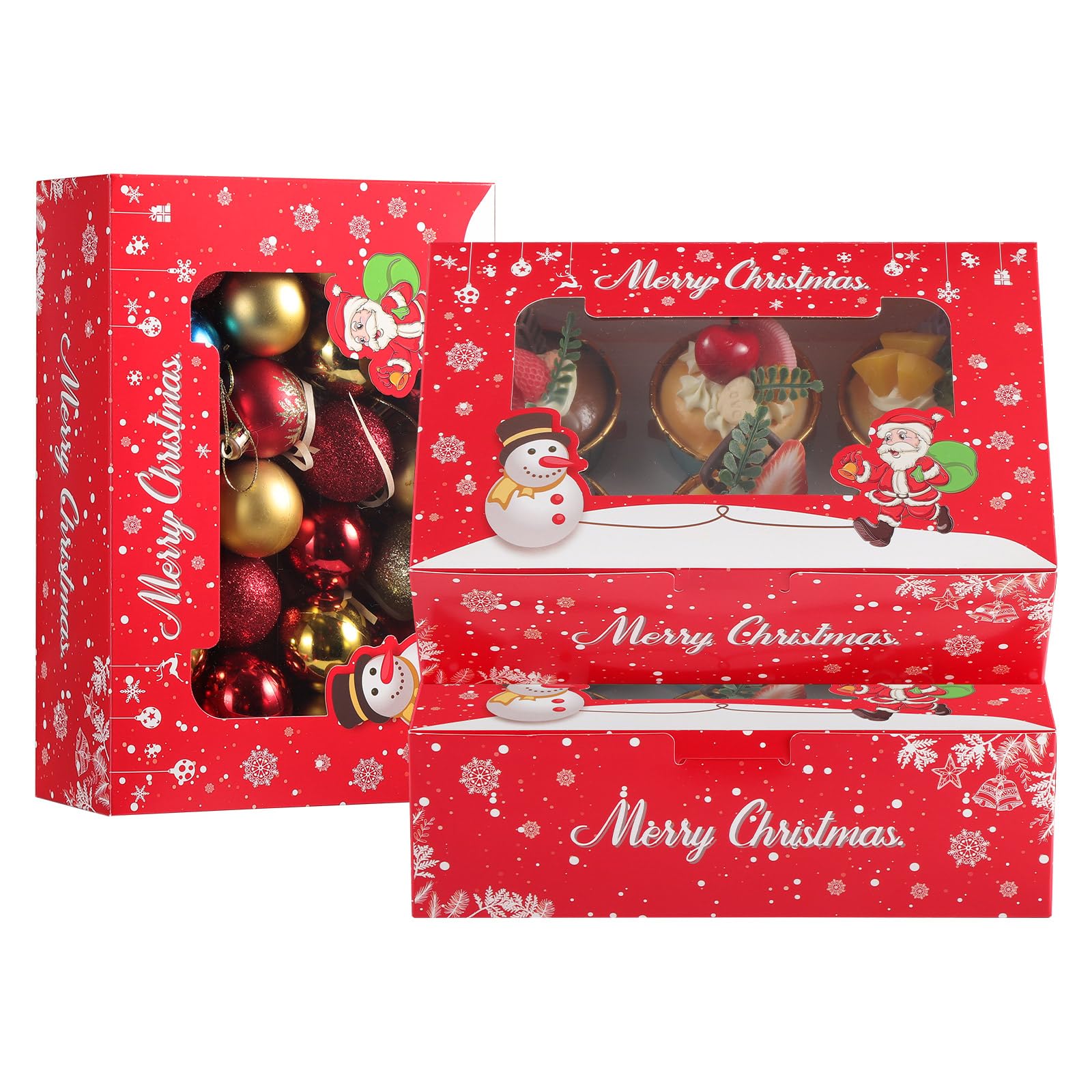 TsunNee 20PCS Christmas Muffin Boxes Cupcake Box 6 Hole Cupcake Carrier Cake Box with Insert, Xmas Treat Box Gift Box, Christmas Cookies Gift Baking Box for Pastries Brownies Donuts Party Supply