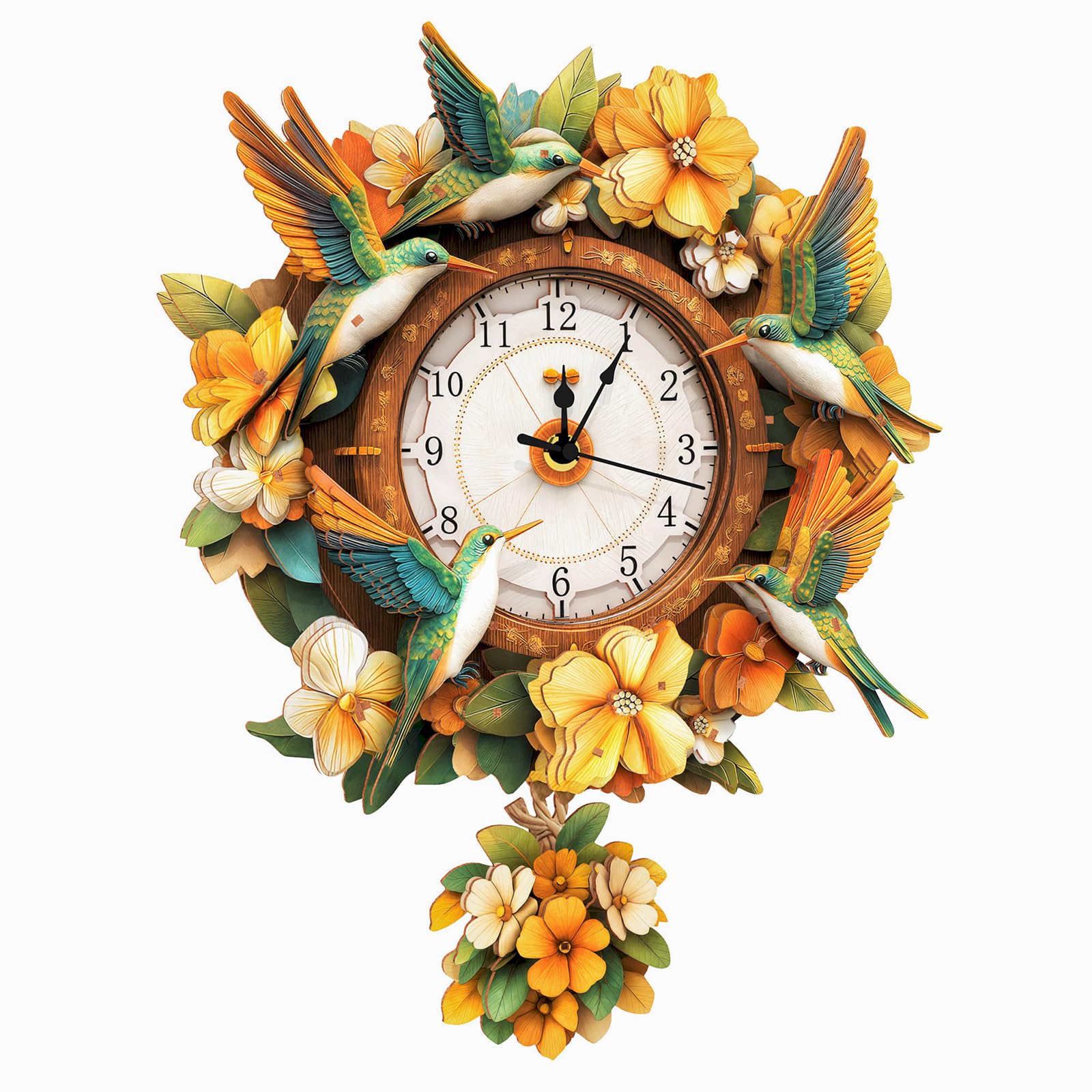 KaayeeWood 3D Puzzles for Adults,Hummingbird Wooden Puzzle Model Kits DIY Wall Clock Puzzle with Swinging Pendulum, Unique Home Decor, Creative Gifts(286 * 65 * 374mm) — image 1