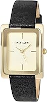 Anne Klein Women's AK/2706CHBK Gold-Tone and Black Leather Strap Watch