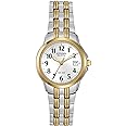 Citizen Women's Eco-Drive Dress Classic Two Tone Gold Stainless Steel Watch, Easy to Read, White Dial, 26mm (Model: EW1544-53A)