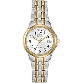 Citizen Women's Eco-Drive Dress Classic Two Tone Gold Stainless Steel Watch, Easy to Read, White Dial, 26mm (Model: EW1544-53A)