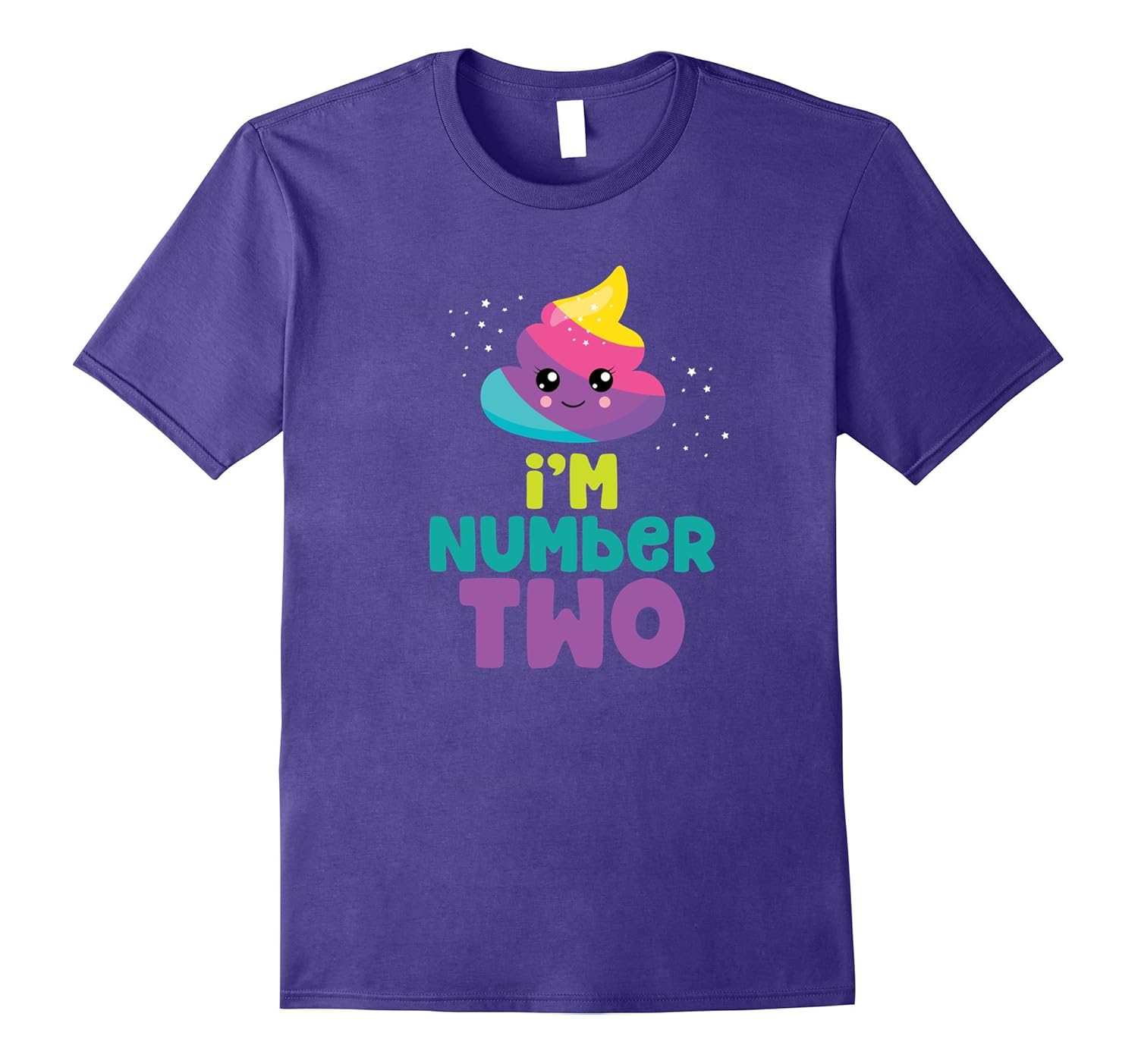 I'm Number Two Shirt with Rainbow Sparkle Poop-Rose