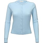 YEMAK Women's Knit Cardigan Sweater – Long Sleeve Crewneck Basic Classic Casual Button Down Soft Lightweight Knitted Top