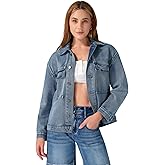 roswear Denim Jacket Coat for Women with Flap Chest Pockets Casual Oversized Jean Jackets