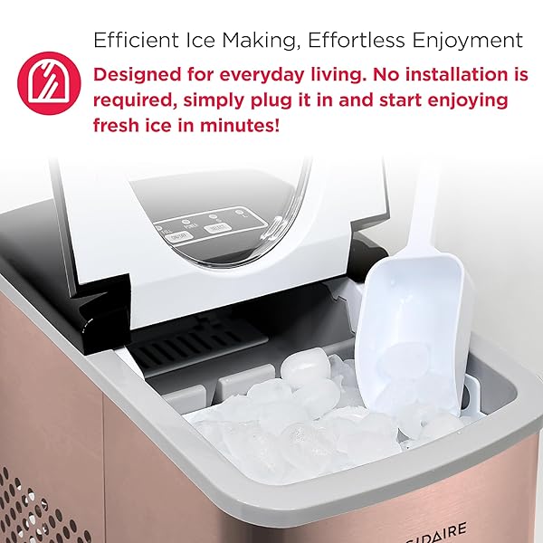 FRIGIDAIRE EFIC117-SSCOPPER-COM STAINLESS STEEL ICE MAKER, 26LB PER DAY, COPPER STAINLESS