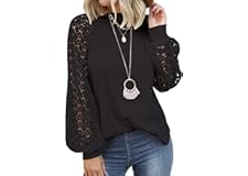 MIHOLL Women’s Long Sleeve Tops Lace Casual Loose Blouses T Shirts