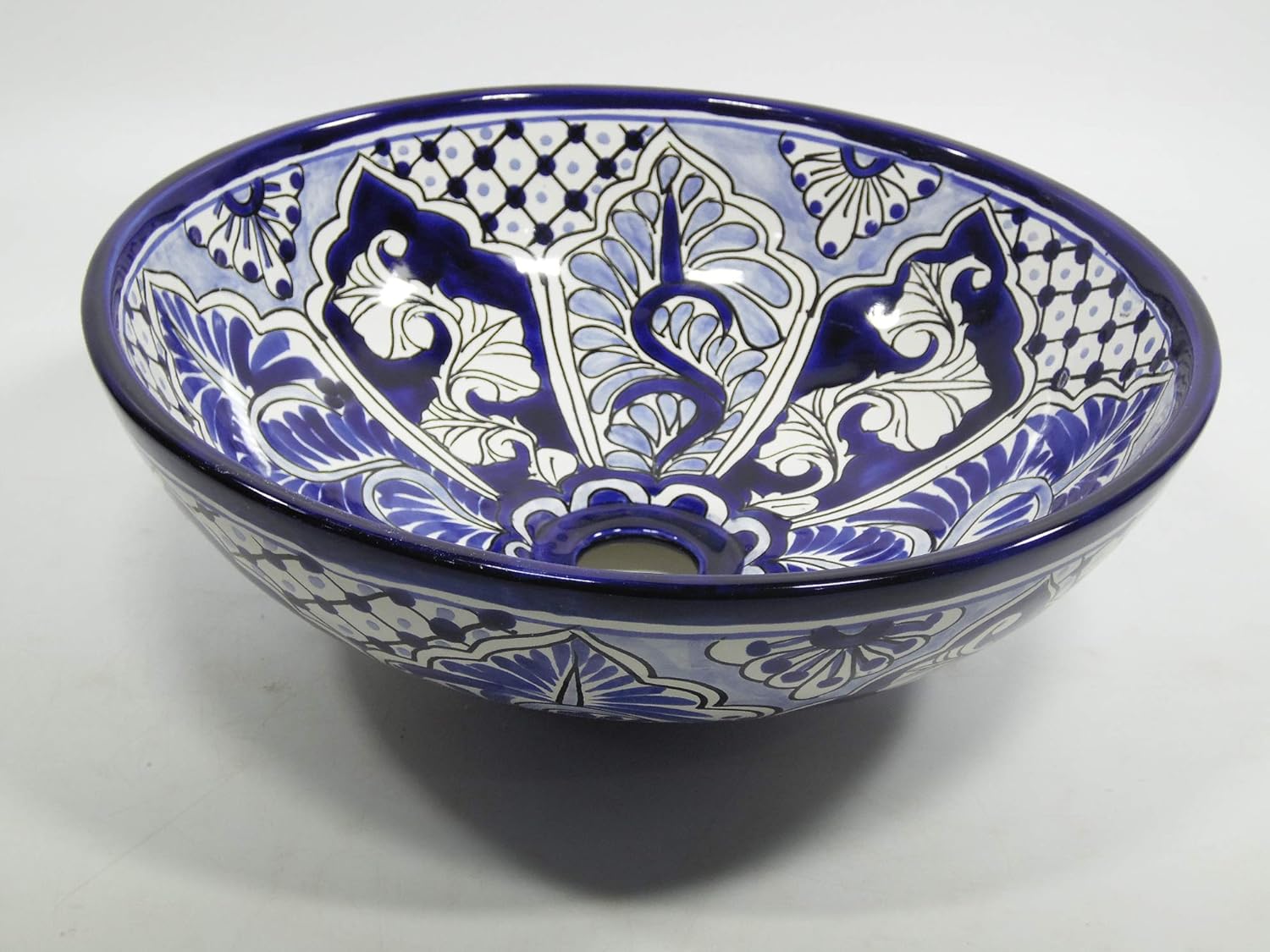 14 Round Talavera Vessel Sink Mexican Handmade Ceramic Bathroom Basin Folk Art Bath Bathroom Fixtures