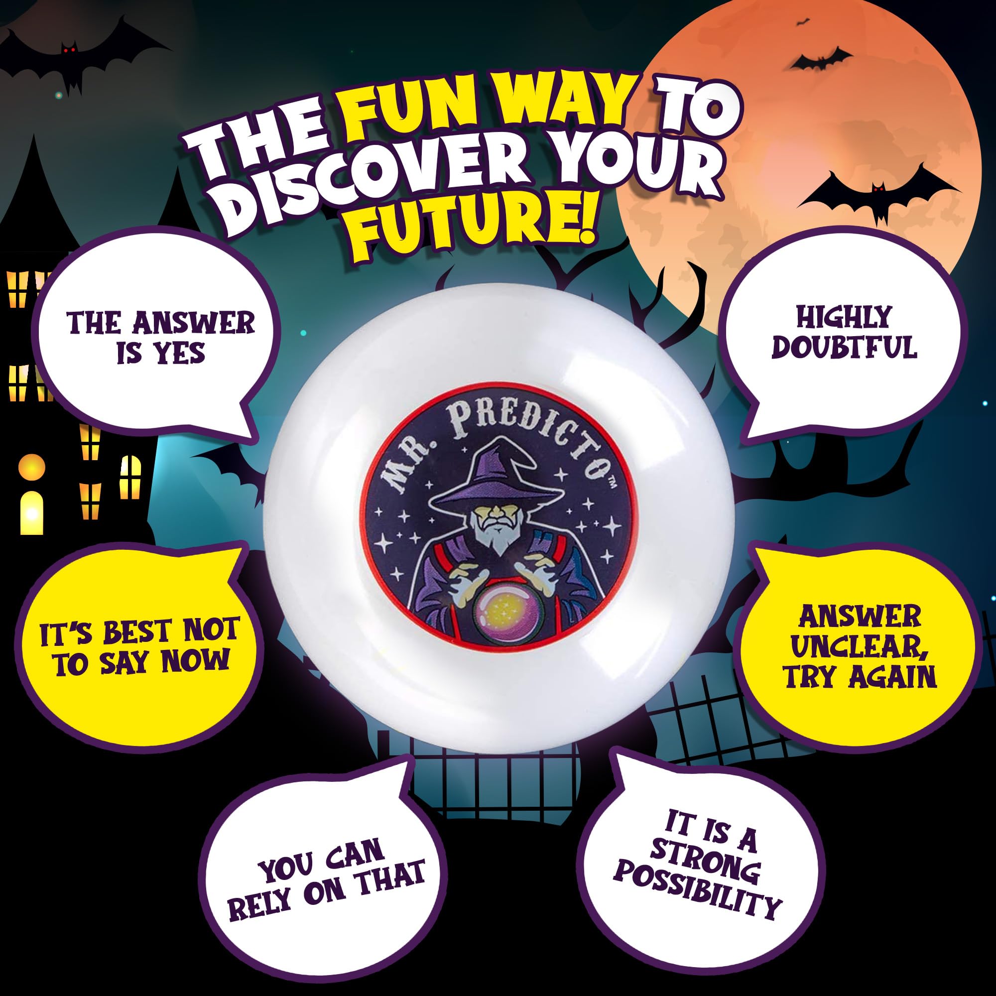 Mr. Predicto Fortune Telling Ball - Ask a Question & He Speaks The Answer - Fun White Elephant Gifts or Stocking Stuffers for Teens & Kids - This Magic Crystal Ball Makes Funny Gifts For Christmas