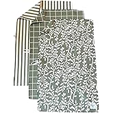 Desert Aqua || 3 Pack|| Double Sided || Not Your Ordinary Dish Towels || Waffle Weave Microfiber || Highly Absorbent || Hanging Loop || Dish Cloths || Modern || Designer Prints || Green Stripe