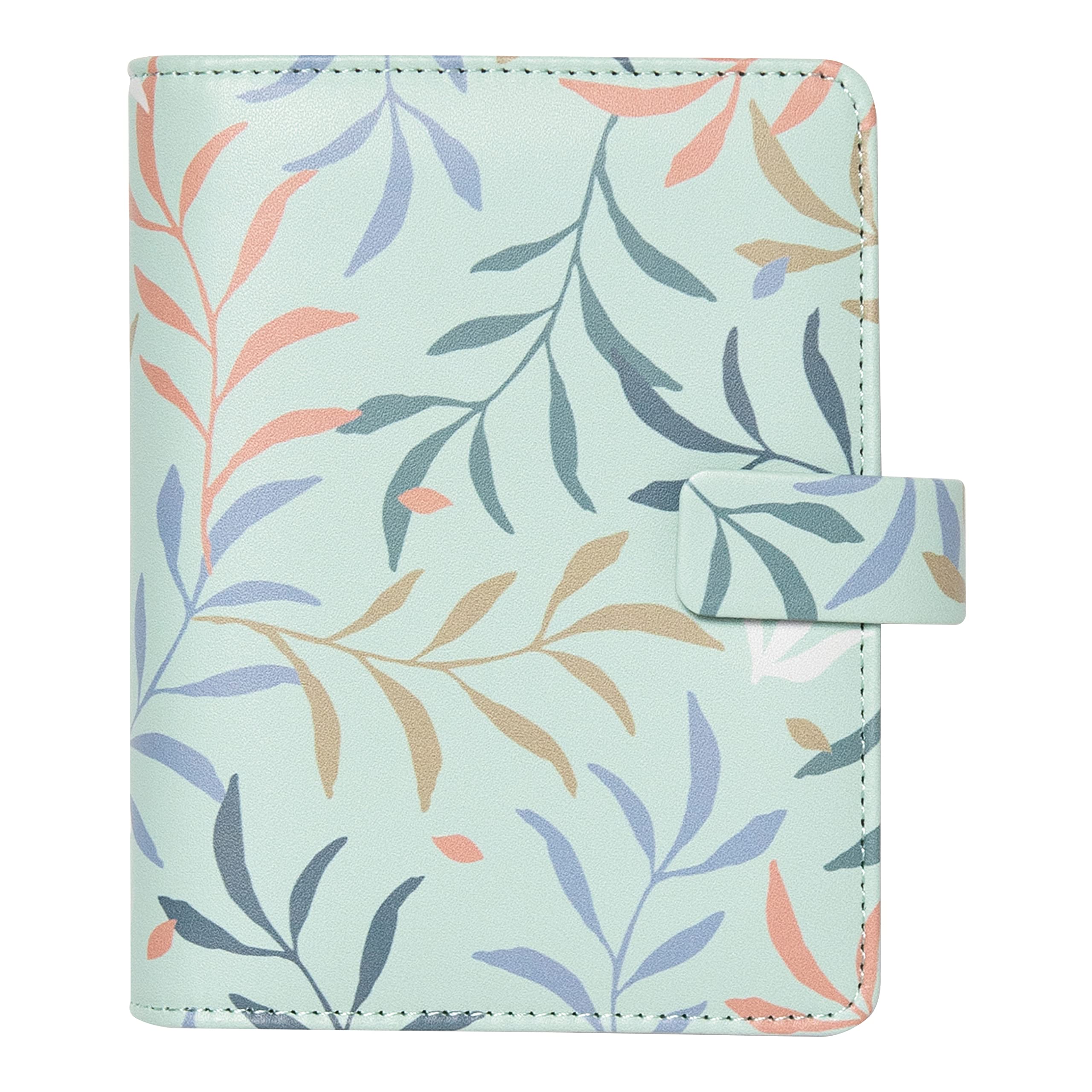 Filofax Botanical Organizer, Pocket Size, Mint - Six Rings, Week-to-View Calendar Diary, Multilingual, 2023 (C022647-23)