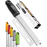 Orblue Lemon Zester &amp; Cheese Grater - Premium Citrus Zester, Kitchen Grater for Parmesan, Chocolate, Fruits, Vegetables, Ginger, Garlic, Nutmeg - Stainless Steel Blades with Protective Cover, Black