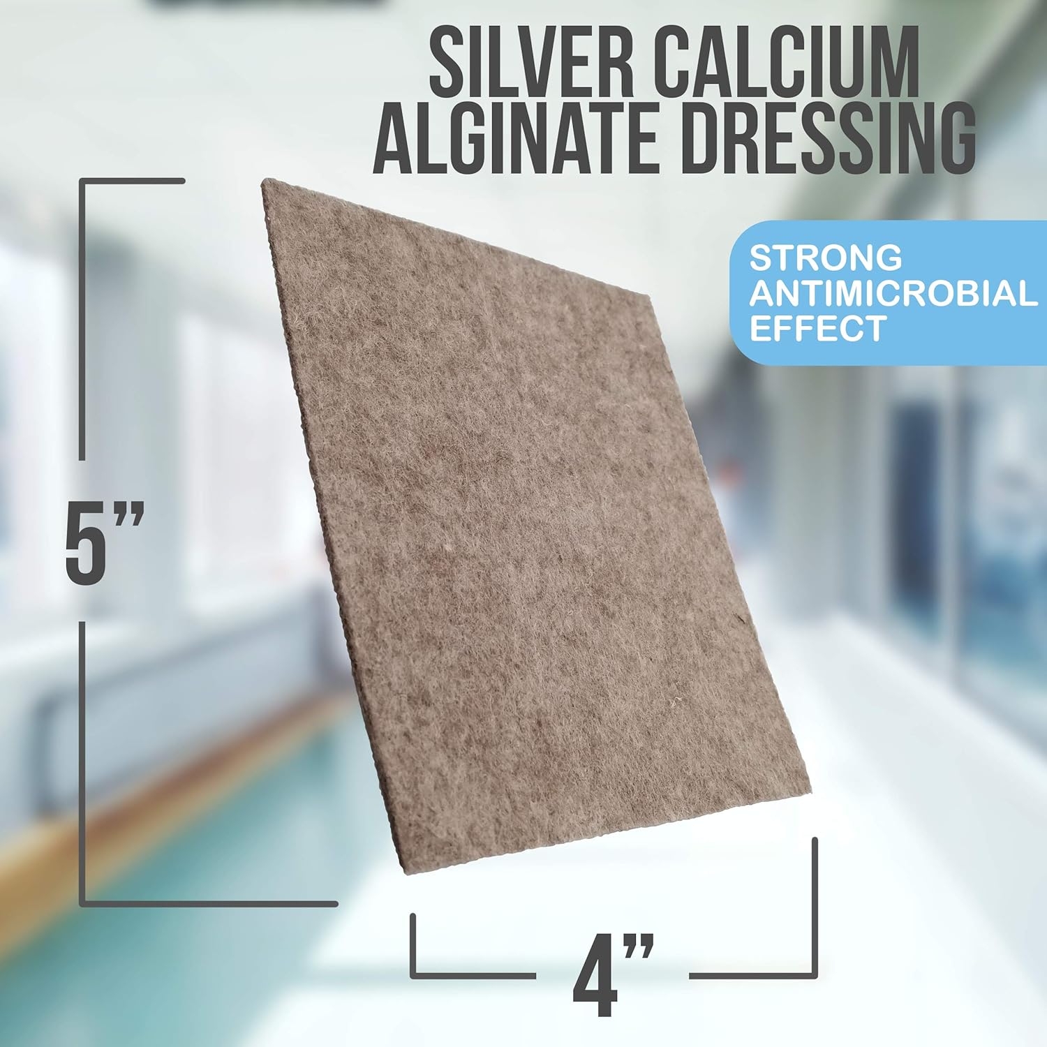 JJ CARE [Pack of 10] Silver Alginate Wound Dressing Pads 4" x 5", Calcium Alginate, Wound Dressing, Patches, Antimicrobial, Sterile, Non-Stick Padding, Comfortable and Absorbent: Health & Personal Care