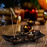 BELLE VOUS Sitting Buddha Candle & Incense Holder with Zen Tray view 6