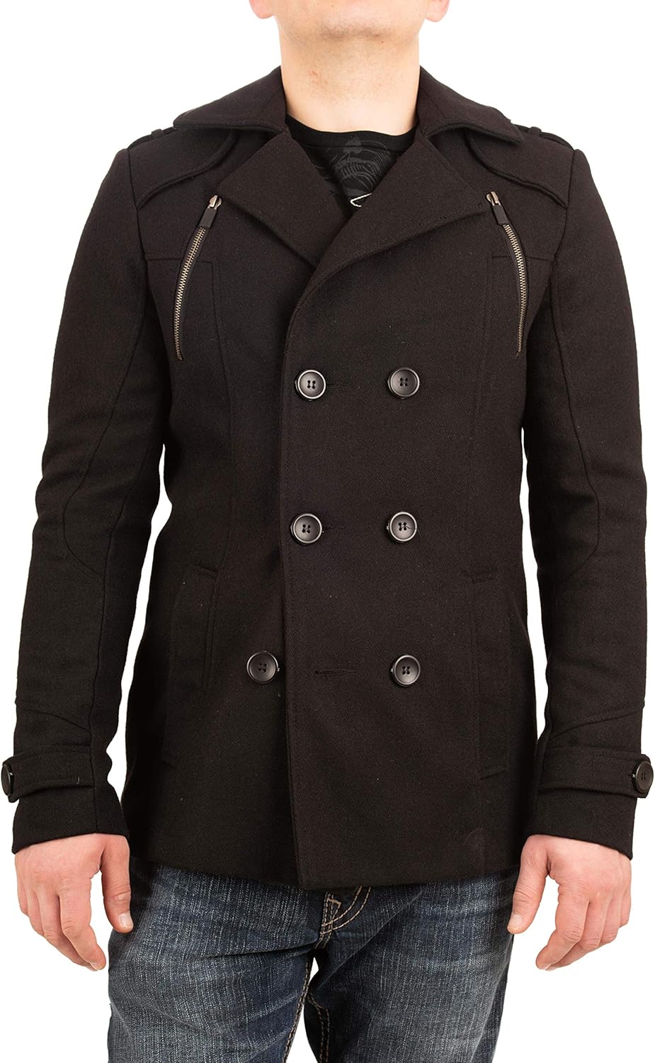 pea coat with jeans
