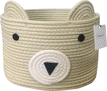 Inwagui Ours Panier De Rangement En Corde De Coton Panier A Linge Pliable Boite De Rangement Pour Chambre D Enfant Stockage De Bebe Jouets Marron Amazon Fr Bebes Puericulture