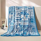 DKEAQZ Football Gifts Blanket, Gifts for Team Fans, Football Flannel Blanket for Men Women, Blue Throw Blanket for Couch 60"x50"