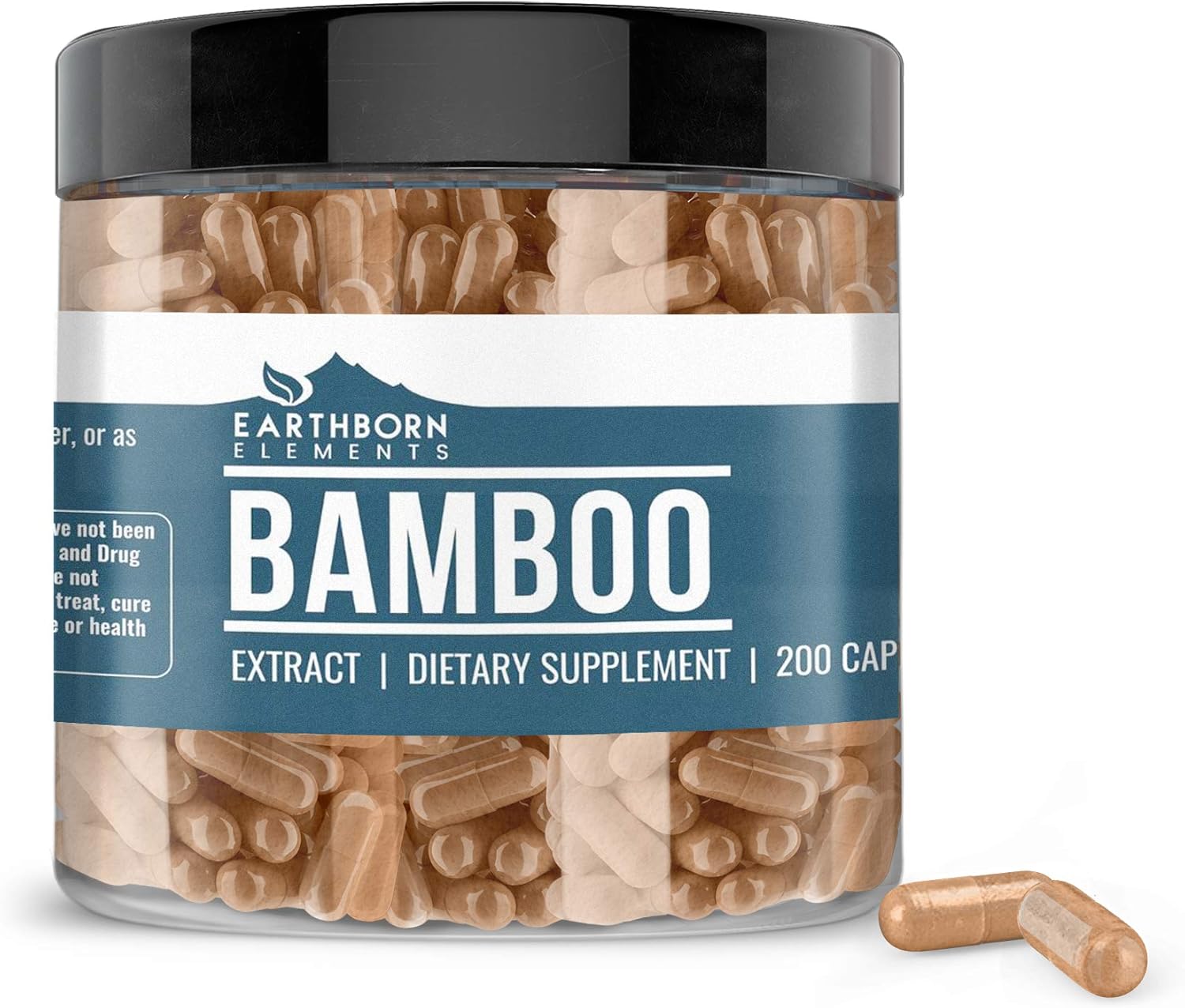 Bamboo Capsules, 200 Capsules (375 MG per Serving) (200-Day Supply) by Earthborn Elements, Dietary Supplement for Fast Metabolism*, Energy & Immunity Boost*, Heart & Brain Health*