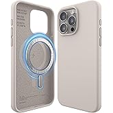 elago Magnetic Silicone Case Compatible with iPhone 15 Pro Max Case 6.7 Inch Compatible with All MagSafe Accessories - Built-in Magnets, Soft Grip Silicone, Shockproof [Stone]