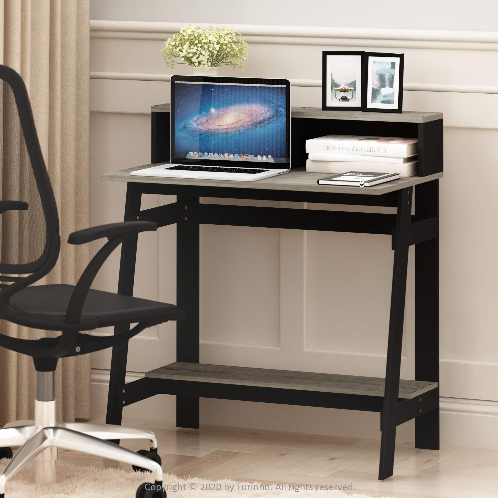 Furinno Simplistic A Frame Computer Desk, Black/French Oak Grey